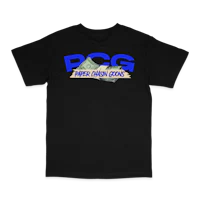 a black t - shirt with the word pcg on it